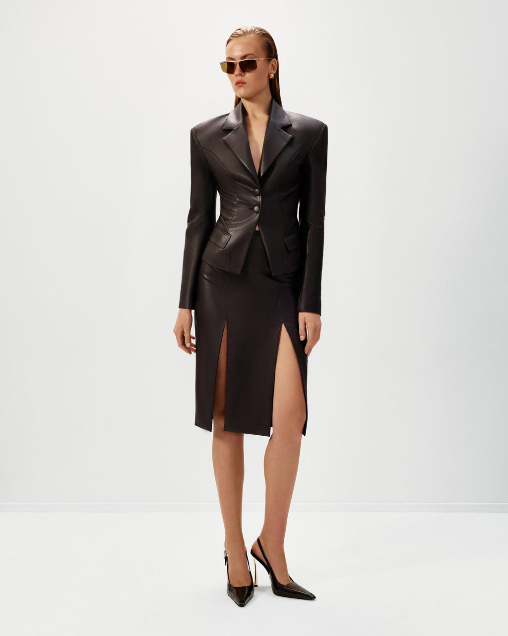 Жакет З Акцентними Плечима Коричневий