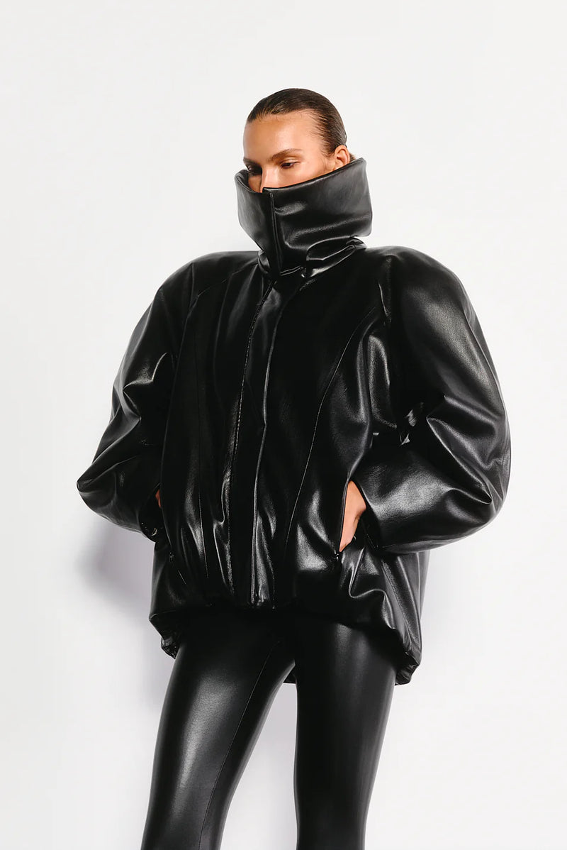 Vegan Leather Iconic Bomber Black