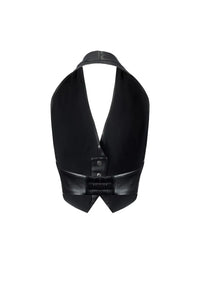 Vegan Leather Tailored Vest Black - product view 37
