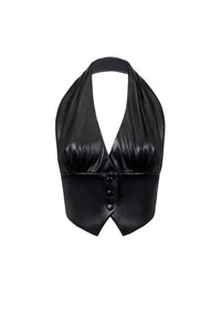 Vegan Leather Tailored Vest Black - product view 38