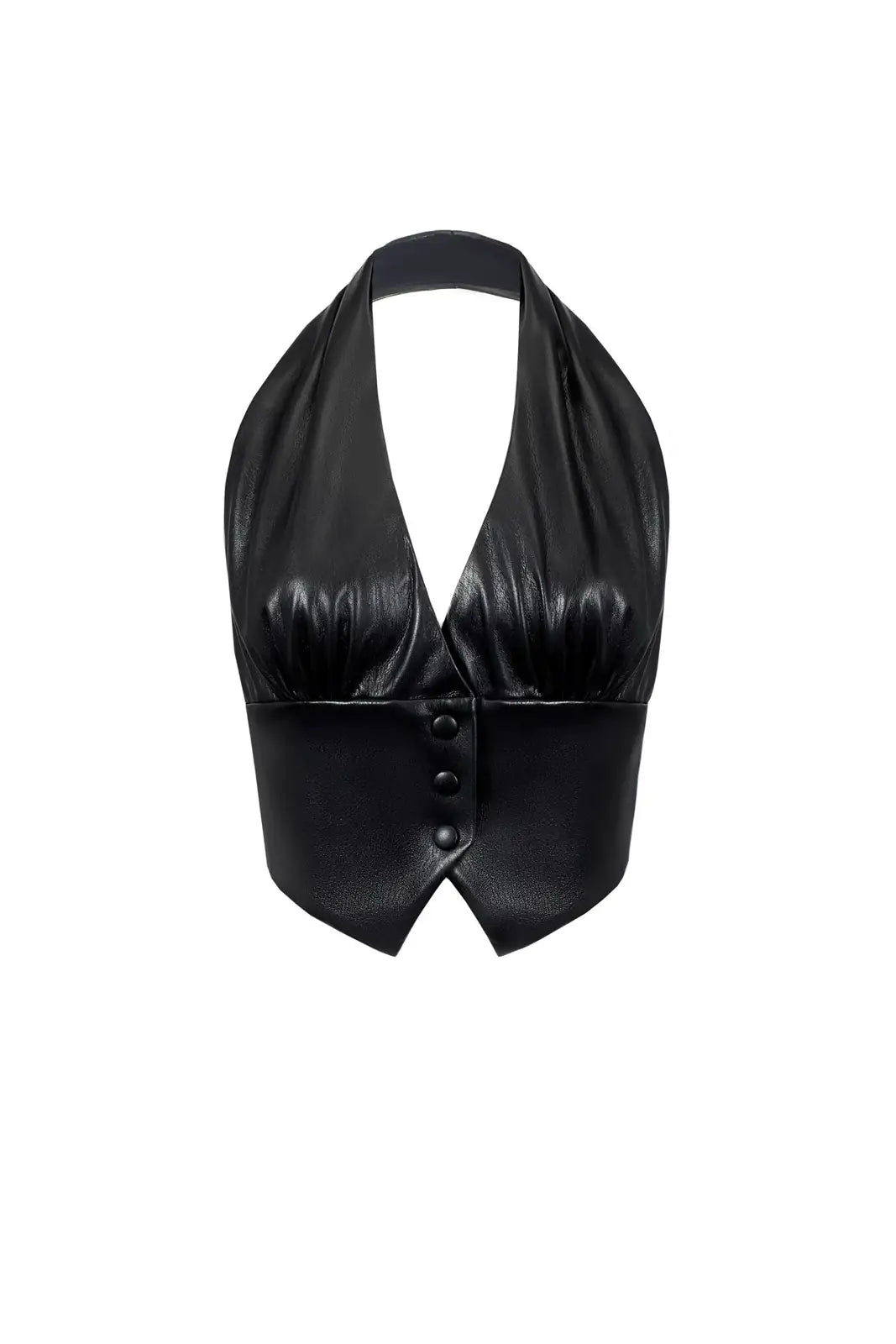 Vegan Leather Tailored Vest Black - product view 38