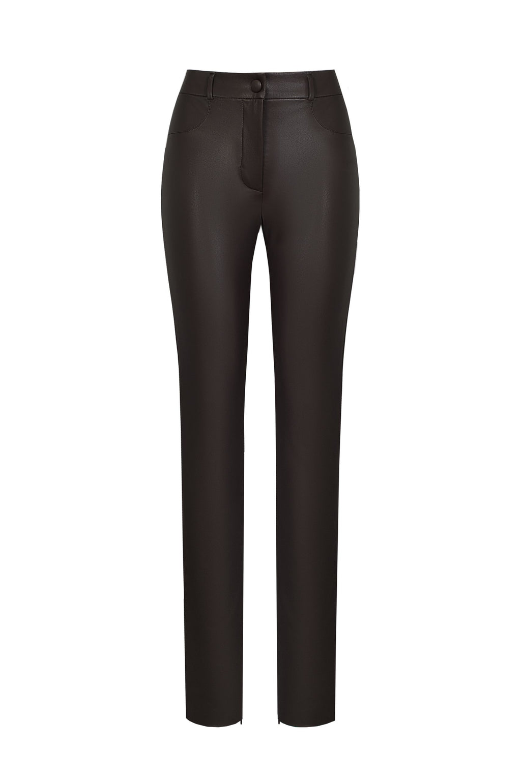 Штани вузького крою коричневого кольору