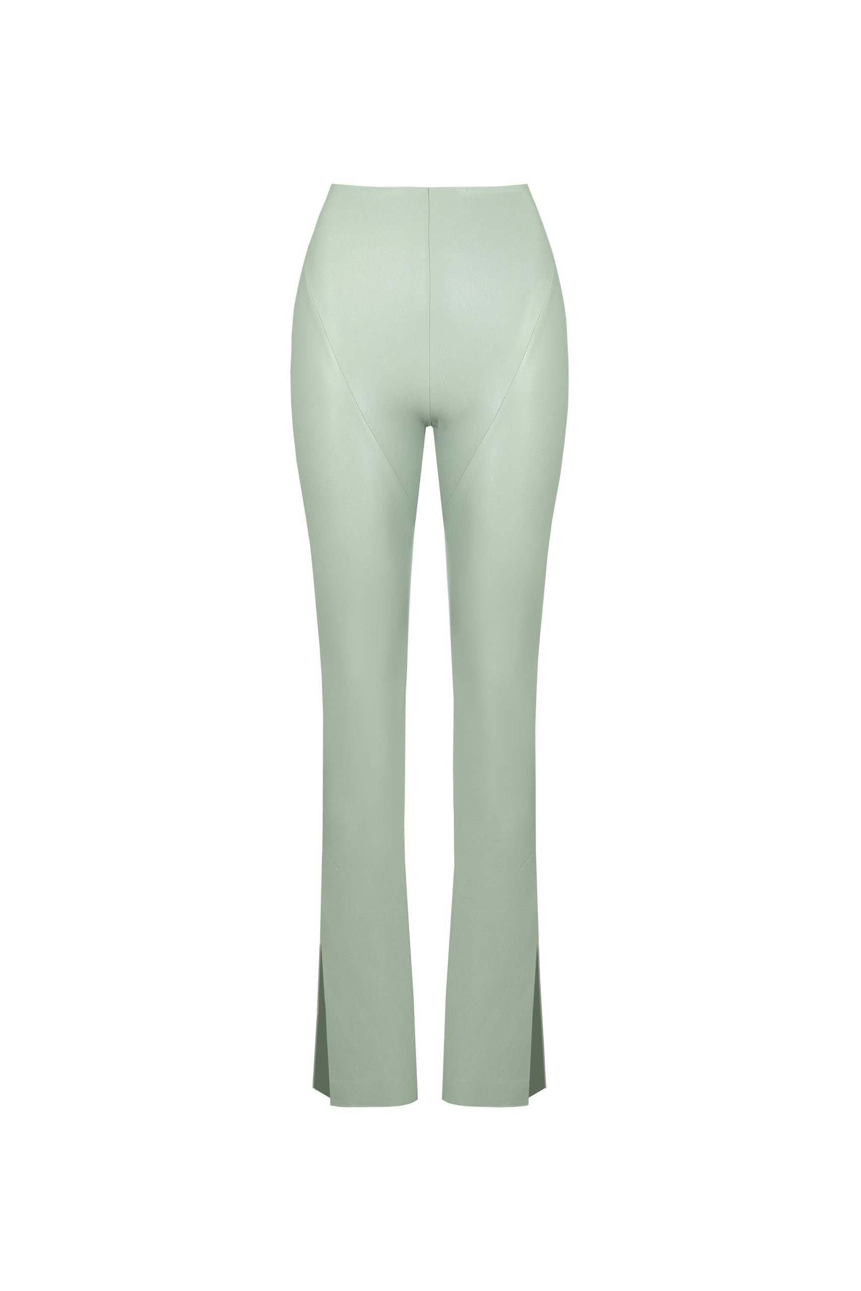 Брюки Силуетні Із Шліцами Пастельно-Зелені