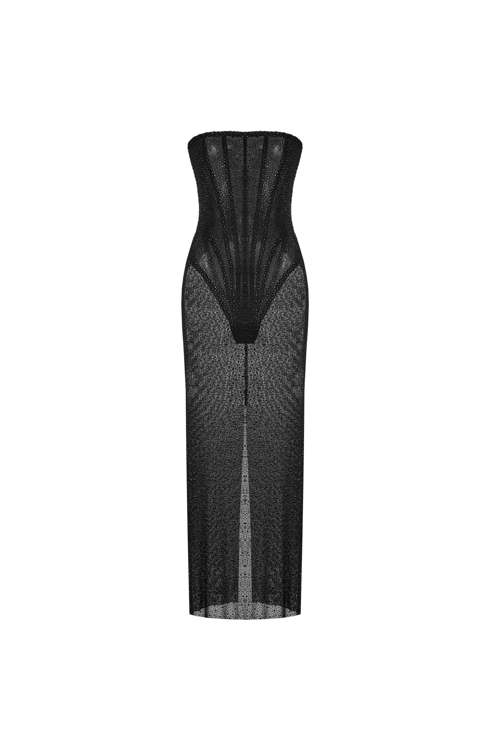 Сукня Корсетна З Кристалами Чорна