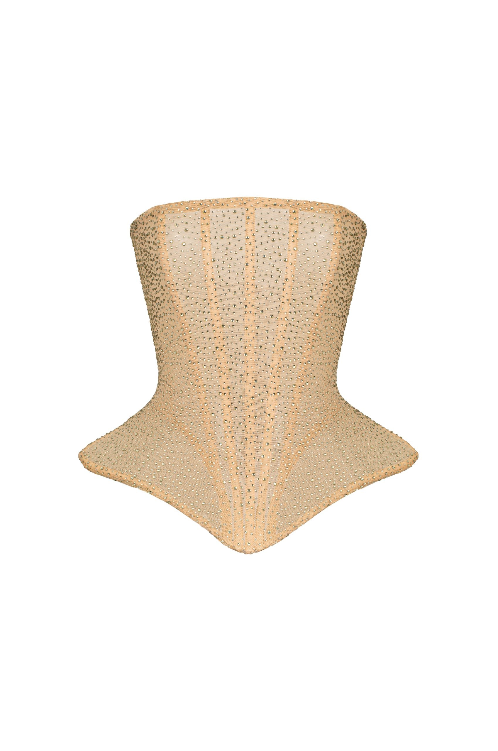 Корсет Фігурний З Кристалами Золотий