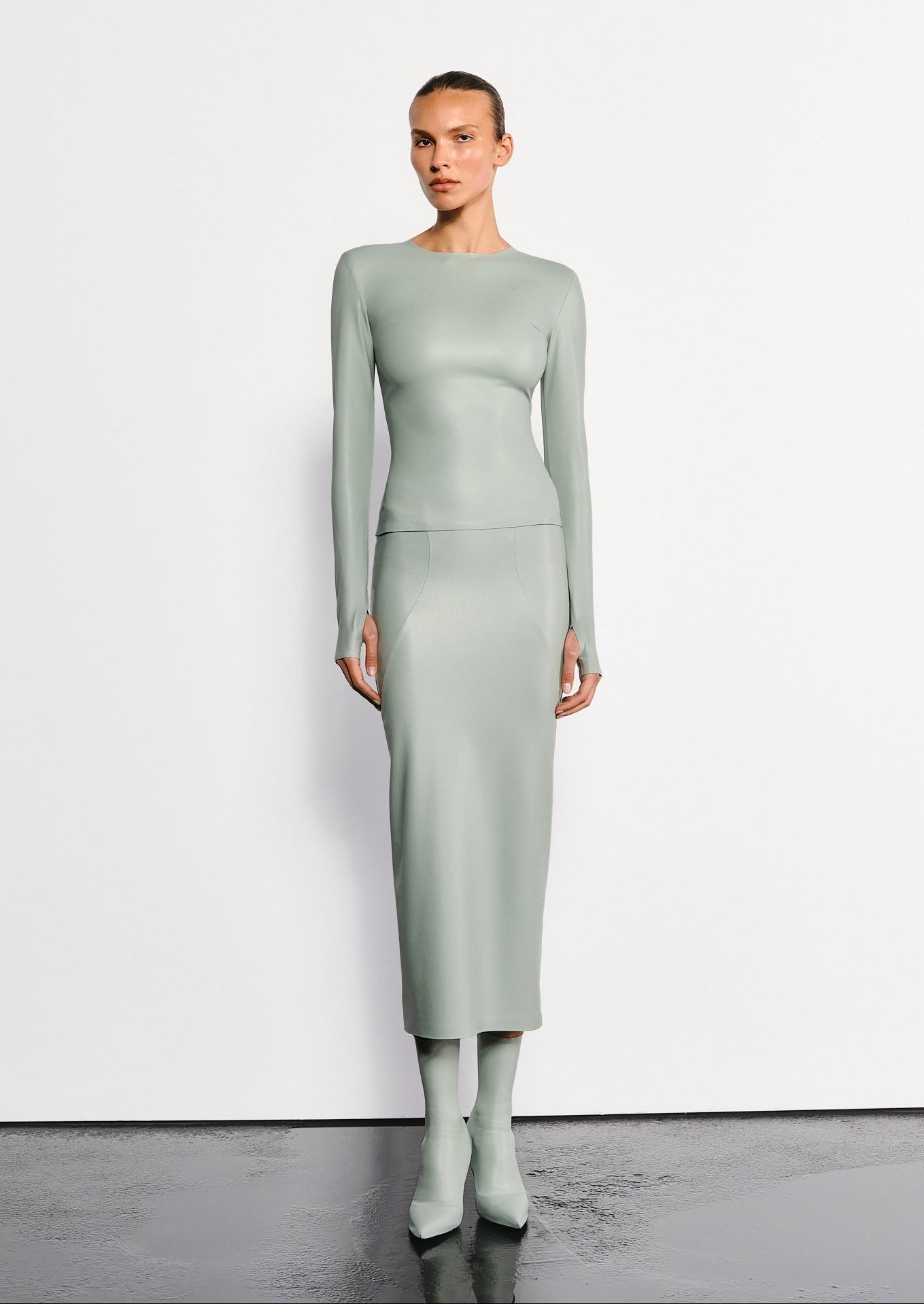 Лонгслів Iз Круглим Горлом Пастельно-Зелений