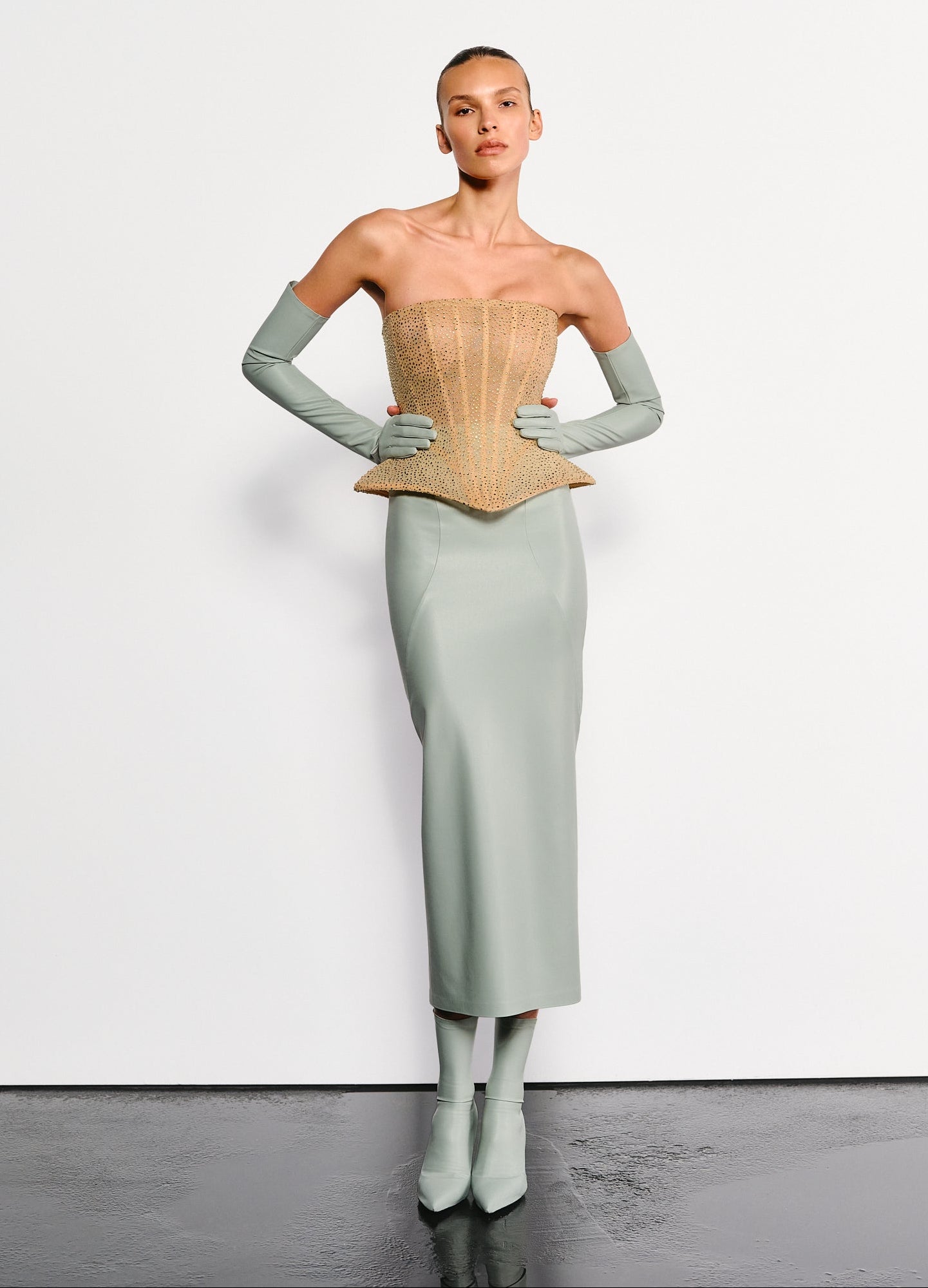 Корсет Фігурний З Кристалами Золотий