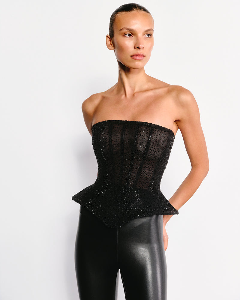 Корсет Фігурний З Кристалами Чорний