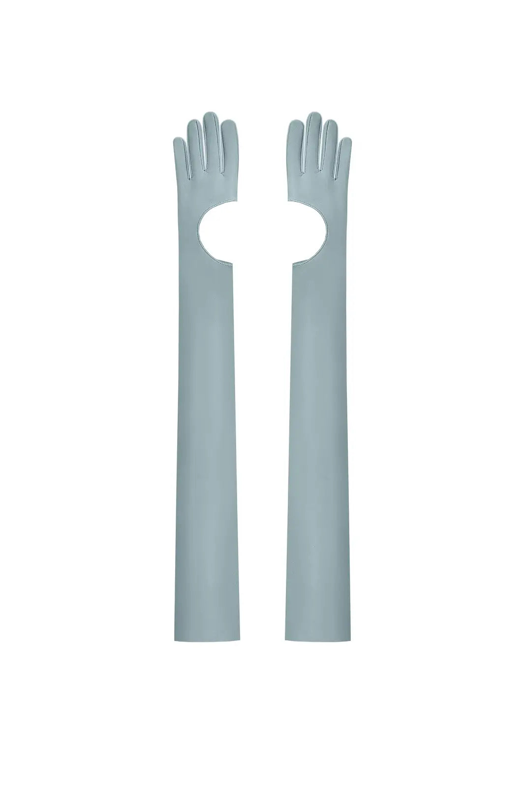 Vegan Leather Long Gloves Slate blue - product view 1