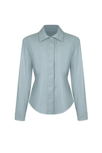 Vegan Leather Sculpted Shirt Slate blue - product view 2